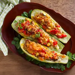 Zapallos italianos rellenos con verduras