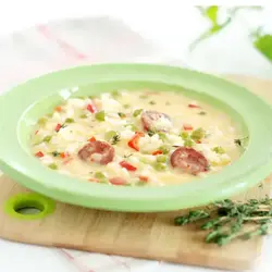 Zirņu risotto un chorizo "thermomix"