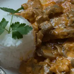 Stroganoff porcu cun "thermomix" risu